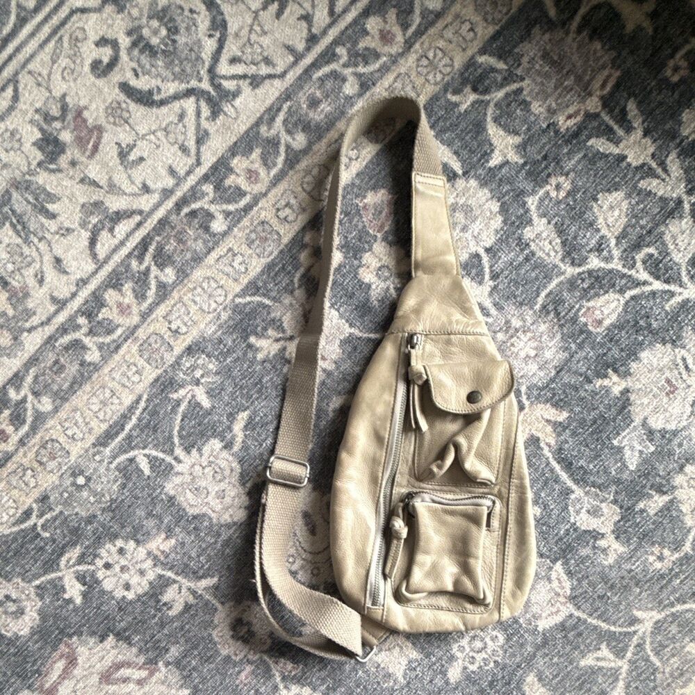 Free People Teardrop Sling Crossbody Bag Cow Leather Adjustable Strap